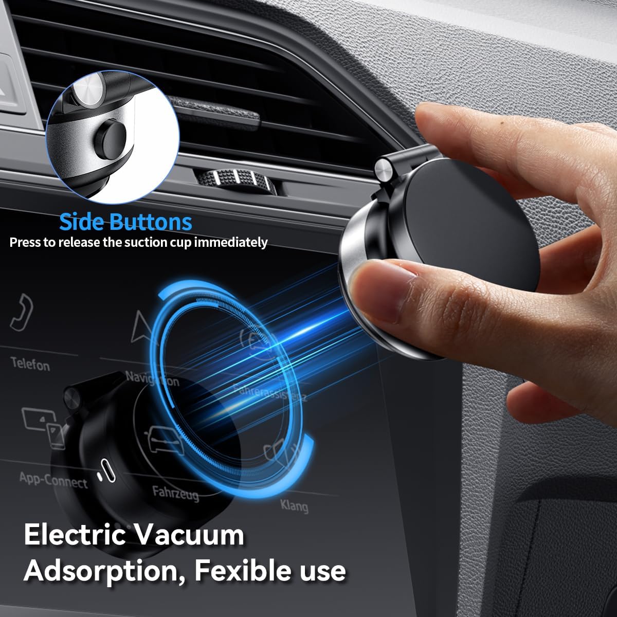Support de téléphone électrique pour voiture, ventouse sous vide, télescopique, magnétique, absorpti