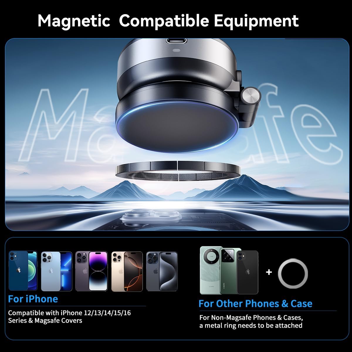Support de téléphone électrique pour voiture, ventouse sous vide, télescopique, magnétique, absorpti